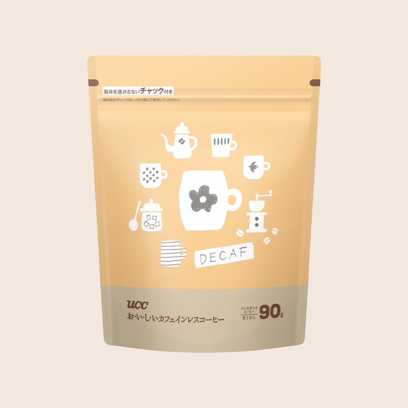 UCC おいしいカフェインレスコーヒー 袋 インスタントコーヒー 90g