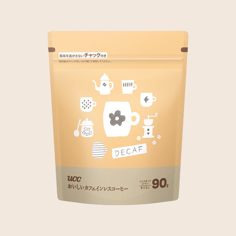 【アウトレット】UCC おいしいカフェインレスコーヒー 袋 インスタントコーヒー 90g