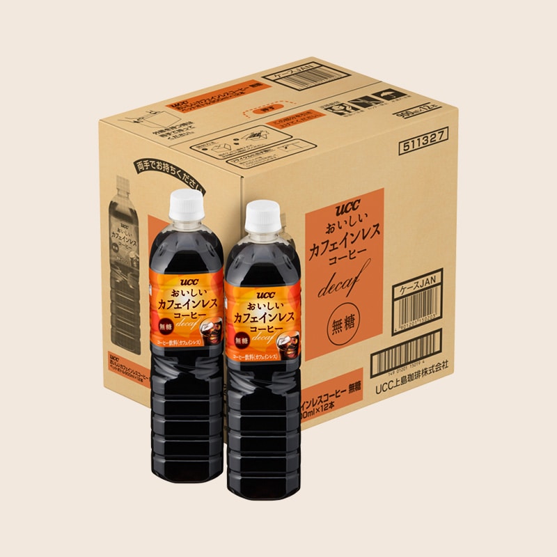 【アウトレット】30%OFF！＜ケース＞UCC おいしいカフェインレスコーヒー 無糖 PET900ml×12本
