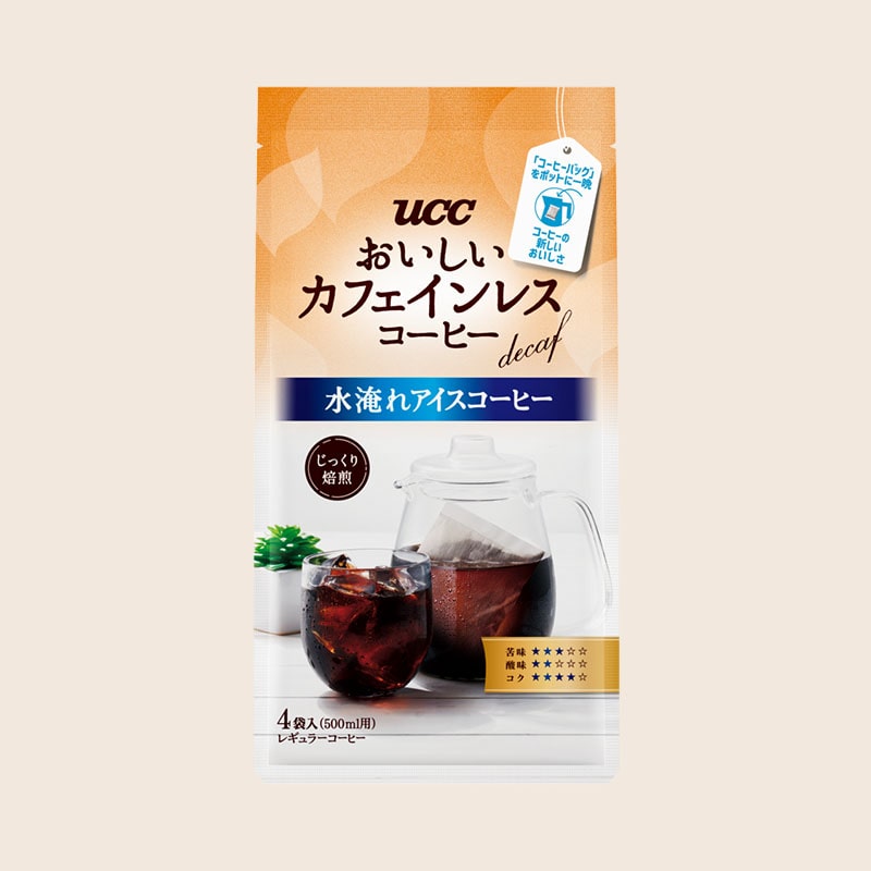 UCC おいしいカフェインレスコーヒー コーヒーバッグ 水淹れアイスコーヒー 4袋