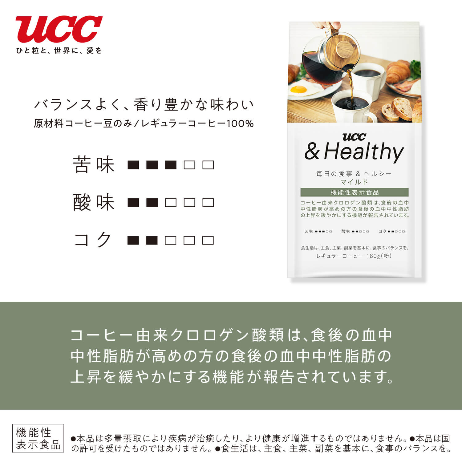 UCC &Healthy マイルド 180g（粉）