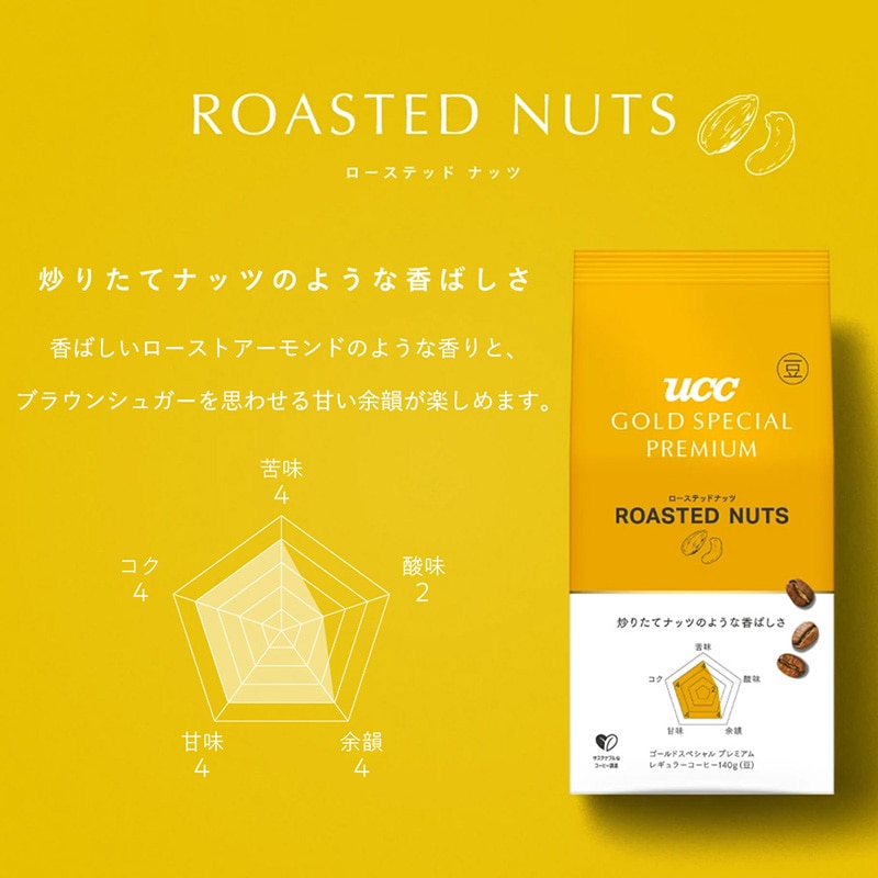 【アウトレット】UCC GOLD SPECIAL PREMIUM 炒り豆 ローステッドナッツ 140g （豆）