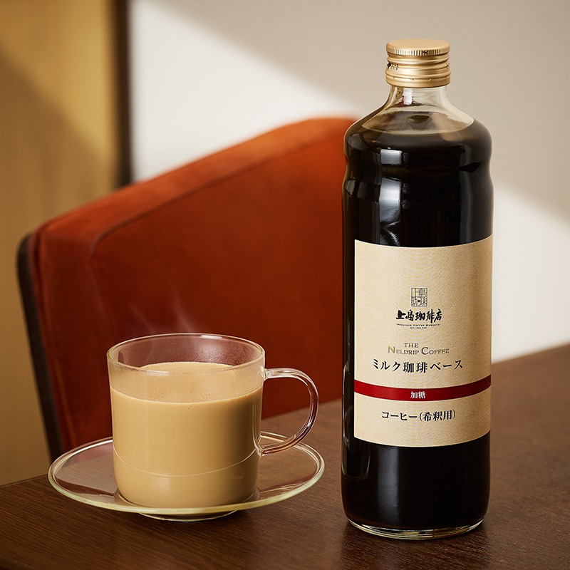 【送料無料】上島珈琲店 ミルク珈琲ベース（希釈）瓶入り 600ml 2本 包装済み