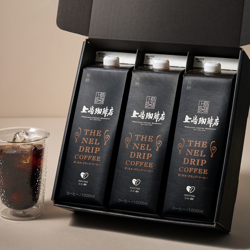 【送料無料】上島珈琲店 THE NEL DRIP COFFEE（リキッドコーヒー無糖）1000ml×3本
