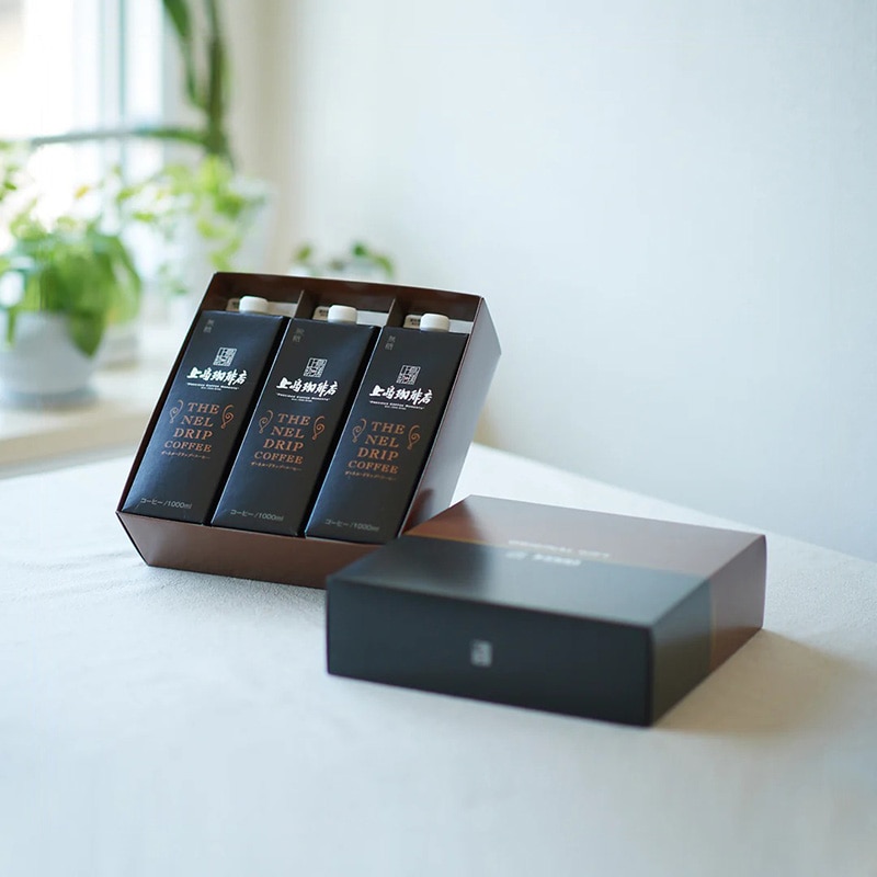 【送料無料】上島珈琲店 THE NEL DRIP COFFEE（リキッドコーヒー無糖）1000ml×3本 包装済み
