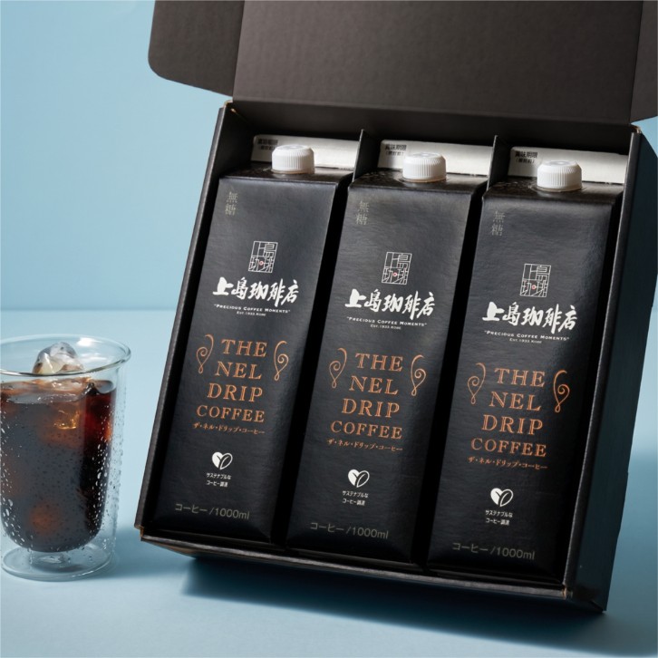 【夏ギフト】上島珈琲店 THE NEL DRIP COFFEE（リキッドコーヒー無糖）1000ml×3本