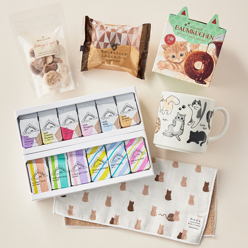 【送料無料】猫づくし ごほうびコーヒータイムセット＜マグ・タオル付き＞