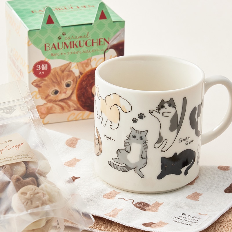 【送料無料】猫づくし ごほうびコーヒータイムセット＜マグ・タオル付き＞