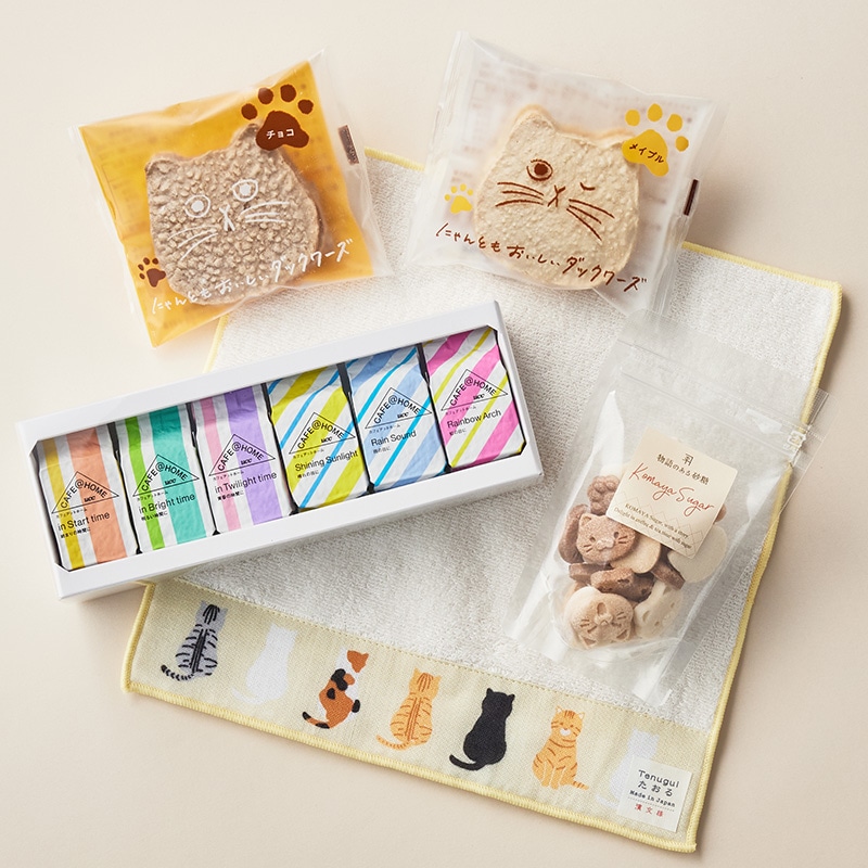 【送料無料】猫づくし ほっこりコーヒータイムセット＜タオル付き＞