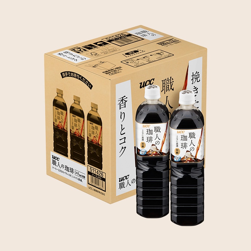 【ケース】UCC 職人の珈琲 ミルクに最適 PET900ml×12本