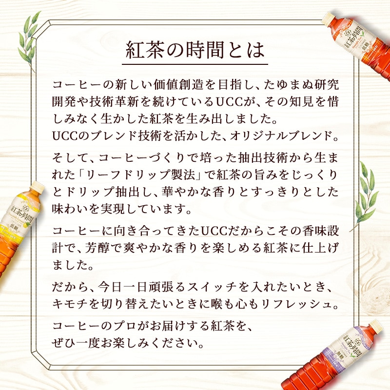 【ケース】紅茶の時間 ストレートティー 無糖 ラベルレスボトル PET900ml×12本