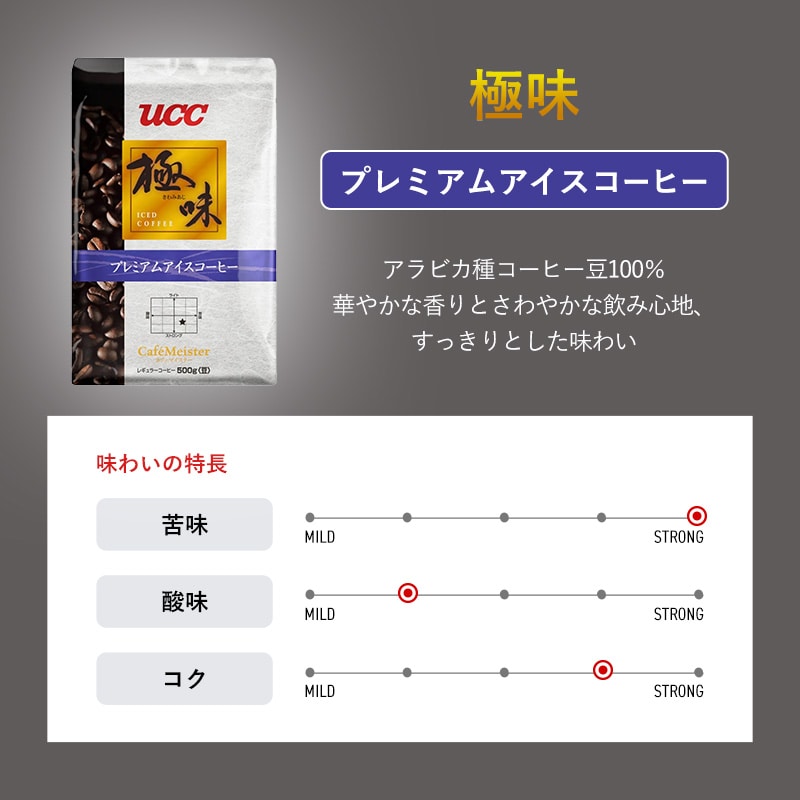 【アウトレット】30%OFF！UCC 極味 プレミアムアイスコーヒー 500g（豆）