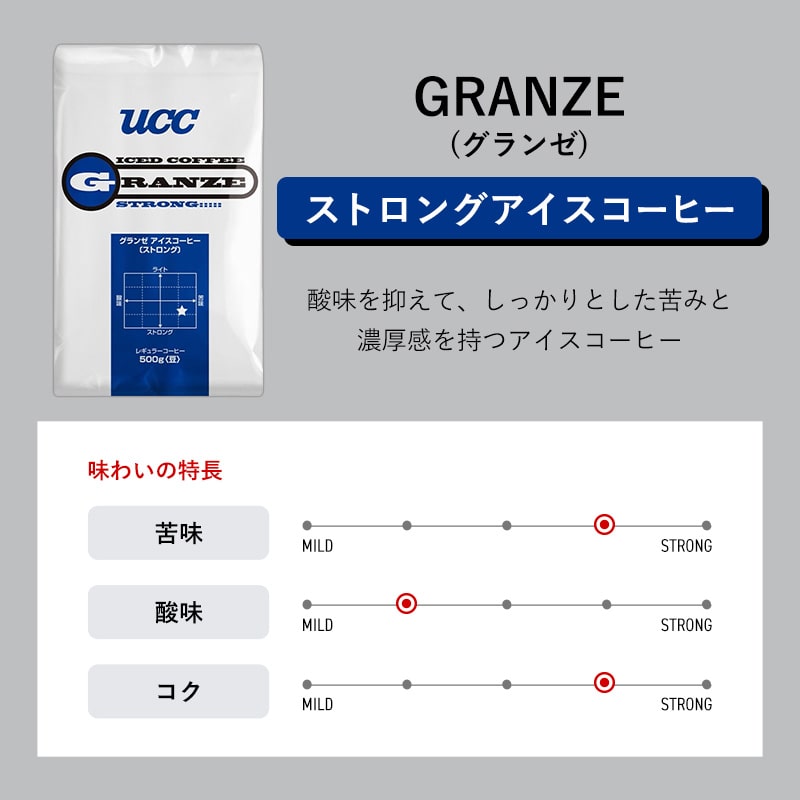【アウトレット】30%OFF！UCC グランゼストロングアイスコーヒー 500g（豆）
