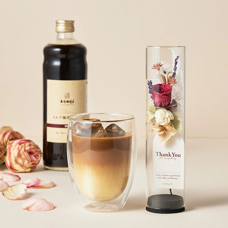 ＜母の日フラワーギフト＞上島珈琲店ミルク珈琲ベース＆フラワー（ローズ）